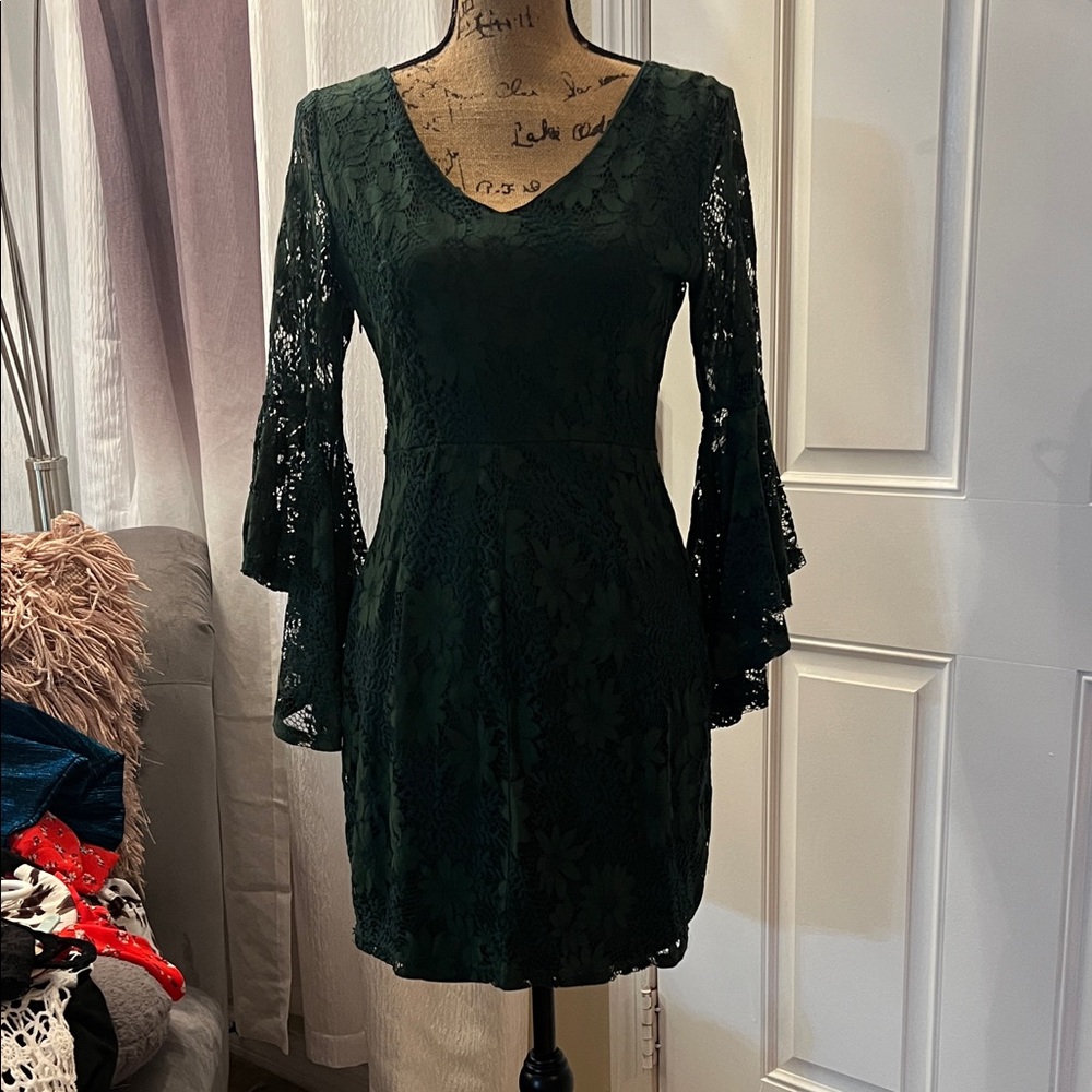 Lulus emerald Green Lace Dress